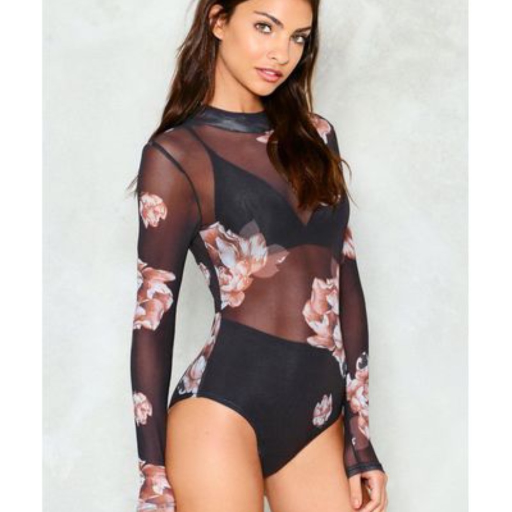 Nasty Gal See Me Now Mesh Bodysuit NWT